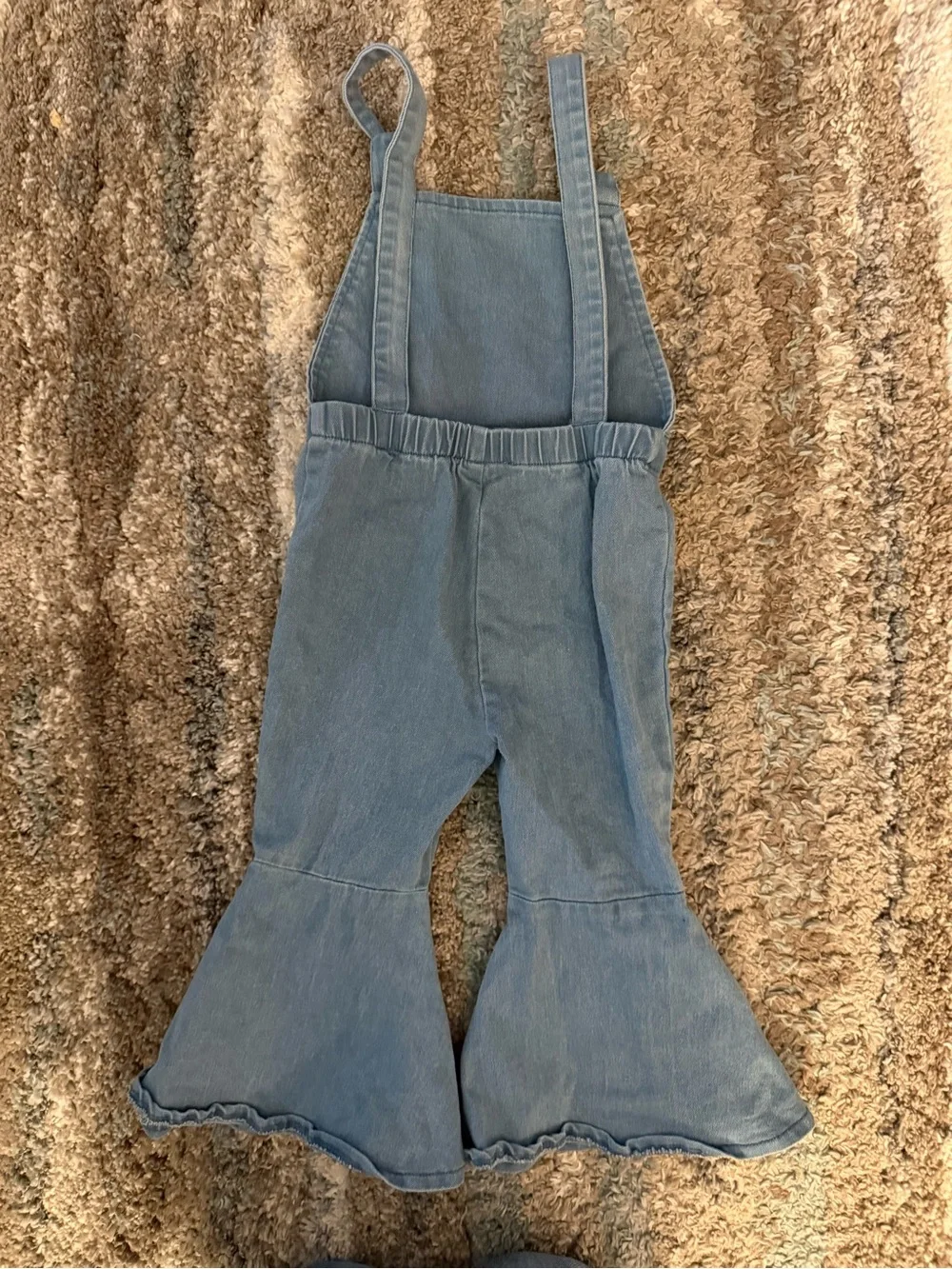Toddler Light Blue Denim Flared Overalls - Kids One Piece